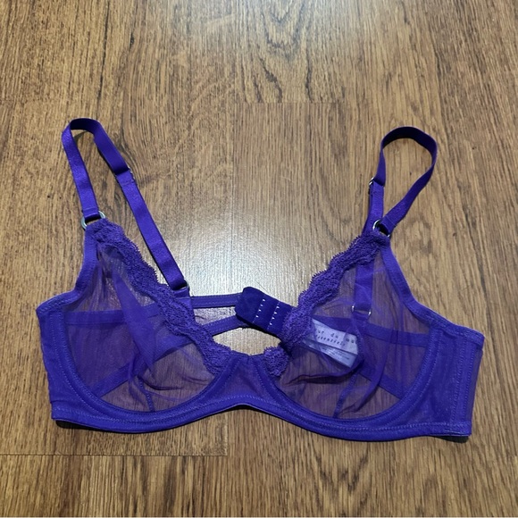 Fleur du Mal Other - Fleur du Mal Vibrant Purple Sheer Bra size 34C sexy adjustable straps